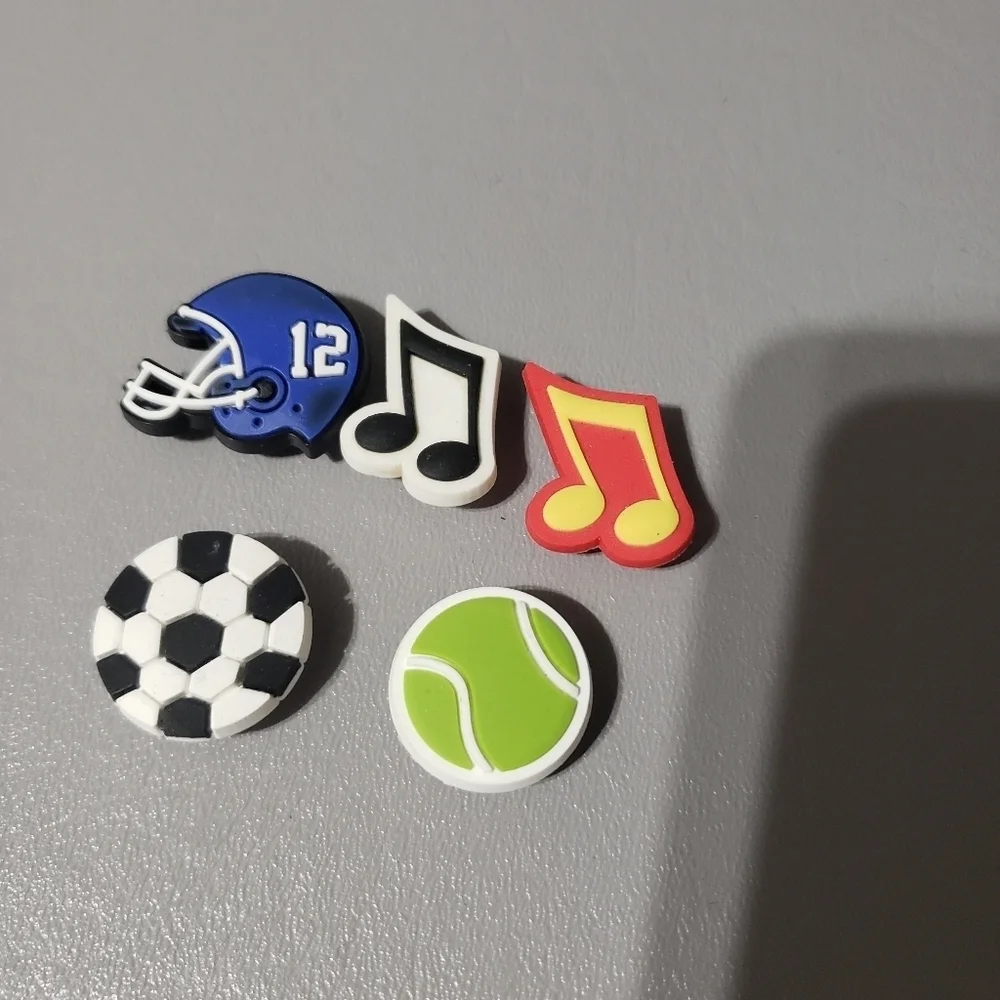 croc charms sports and music notes bundle lot of 5